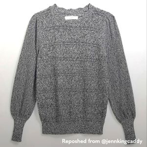 LOFT Marled Stripe Pointelle Sweater size Medium